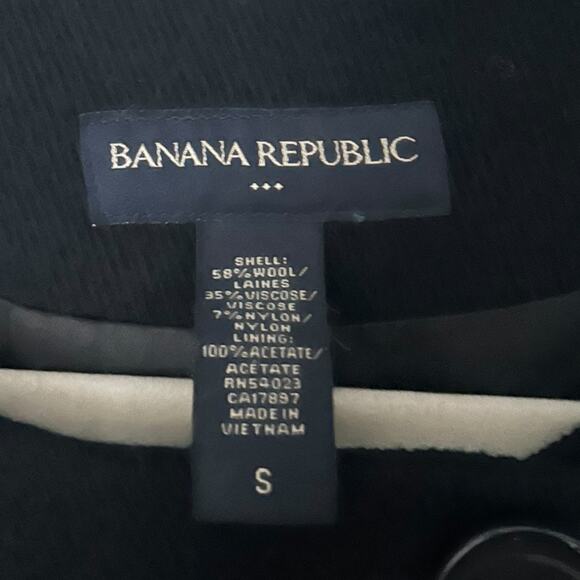 Banana Republic Wool Blend Peacoat Women’s Size Small Collarless Black Classic - Picture 4 of 4